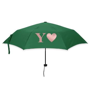 Buchstabe y Herz roségold - Regenschirm (klein) - Flaschengrün - Vorne