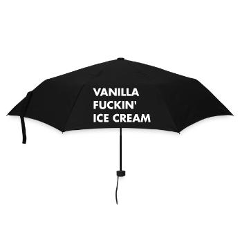 Vanille Eis - weisser Schriftzug - Regenschirm (klein) - Schwarz - Vorne