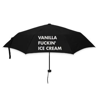 Vanille Eis - beiger Schriftzug - Regenschirm (klein) - Schwarz - Vorne
