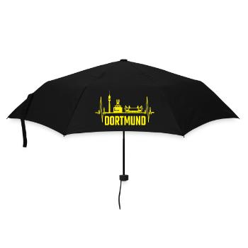 Dortmund Skyline Silhouette Heartbeat Herzschlag - Regenschirm (klein) - Schwarz - Vorne