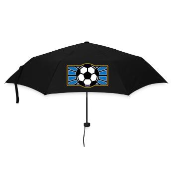 Retro Soccer Crest: Blue Radiant Rays - Umbrella (small) - black - Front