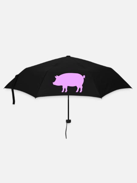 Schwein Silhouette - Regenschirm (klein) - Schwarz