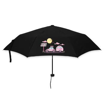 Auto mit Anhänger Pension Schild - Regenschirm (klein) - Schwarz - Vorne