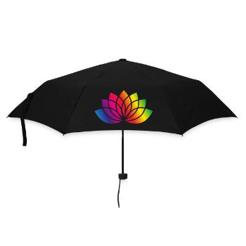buntes stilisiertes Blüten Symbol - Regenschirm (klein) - Schwarz - Vorne