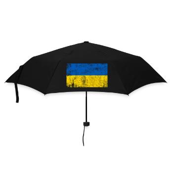 Ukraine Flagge Fahne Grunge Retro Vintage - Regenschirm (klein) - Schwarz - Vorne