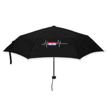 Kroatien Flagge Heartbeat - Regenschirm (klein) - Schwarz - Vorne