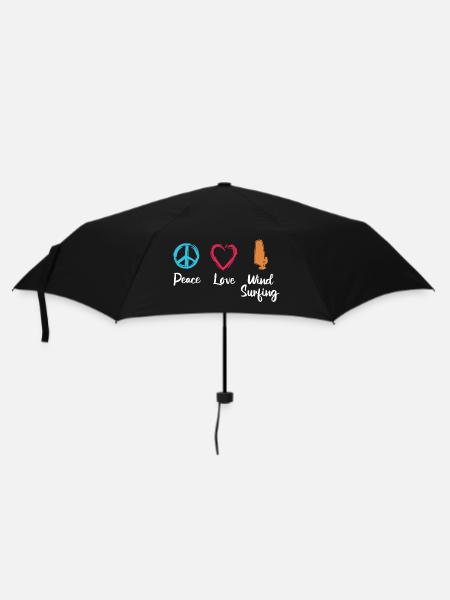 Frieden Liebe Windsurfen - Regenschirm (klein) - Schwarz