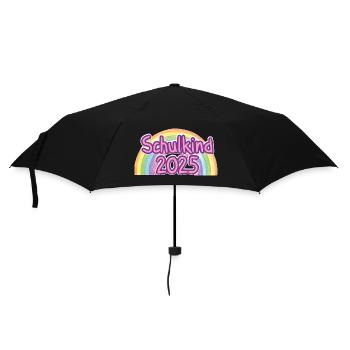 Schulkind 2025 Regenbogen - Regenschirm (klein) - Schwarz - Vorne