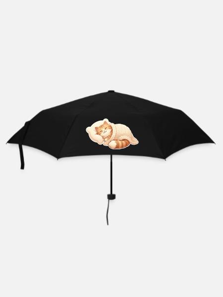 Katze Schlafen - Regenschirm (klein) - Schwarz