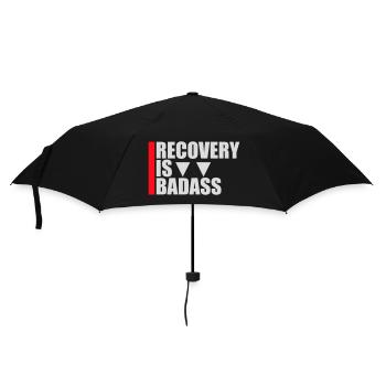 Recovery Is Badass Motivational Recovery Quote Logo - Umbrella (small) - black - Front