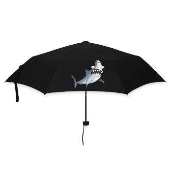 lustiger Haifisch - Regenschirm (klein) - Schwarz - Vorne
