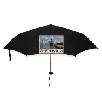 Antwerp port design with geocoordinates - Umbrella (small) - black - Front
