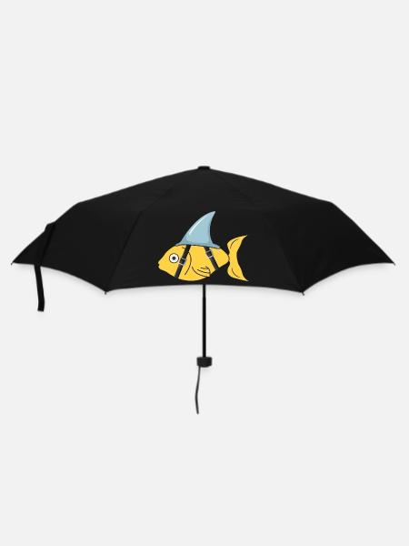 Fisch Flosse Hai Selbstbewusst Geschenk gürtel - Regenschirm (klein) - Schwarz