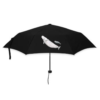 Beluga weiß und ihr Kalb - Beluga und Kalb - Regenschirm (klein) - Schwarz - Vorne