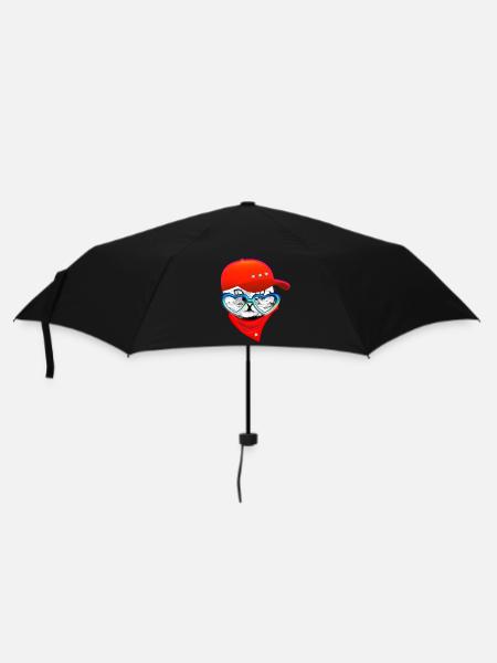 Katze lustig - Regenschirm (klein) - Schwarz
