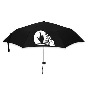 Lustiger Hasenhandschatten gekreuzte Finger viel Glück - Regenschirm (klein) - Schwarz - Vorne