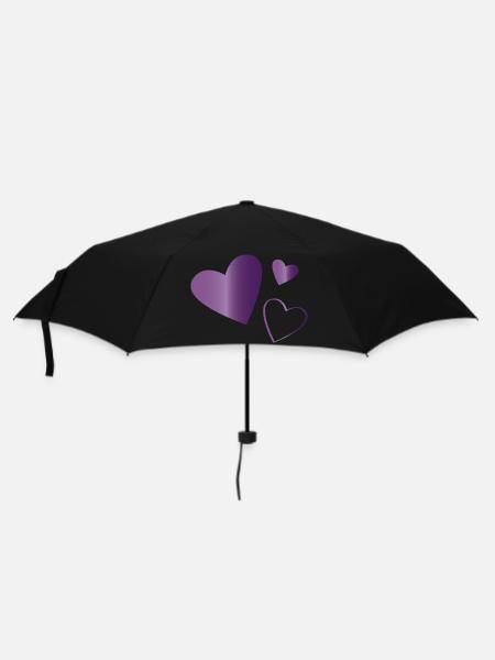 Coeurs améthyste violet - Parapluie standard - noir