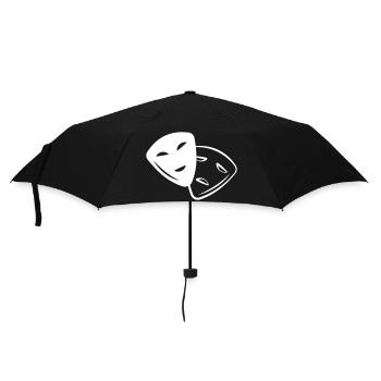 Maske Lachen Weinen Gefühle Komödie Tragödoie - Regenschirm (klein) - Schwarz - Vorne