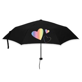 Regenbogen Herzen - Regenschirm (klein) - Schwarz - Vorne