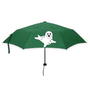 Seehund weiß Seehunde Robbe Robben Tiere - Regenschirm (klein) - Flaschengrün - Vorne