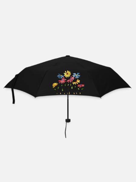 Blumen - Regenschirm (klein) - Schwarz