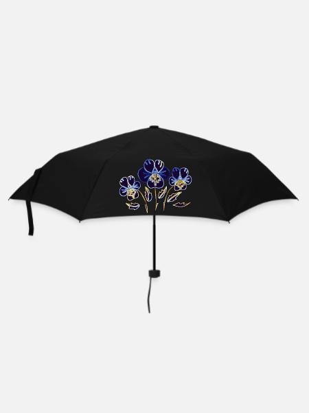 Blumen - Regenschirm (klein) - Schwarz