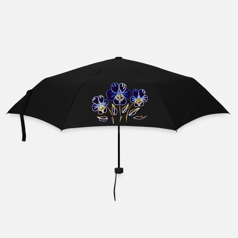 Blumen - Regenschirm (klein) - Schwarz