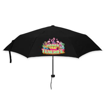 Teneriffa Sommer Flamingo Palmen Strand Meer - Regenschirm (klein) - Schwarz - Vorne