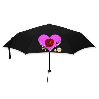 rosen design, Herzmuster Perlen - Regenschirm (klein) - Schwarz - Vorne