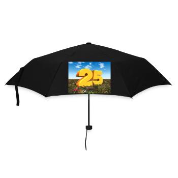 Jahreszahl 25 - Regenschirm (klein) - Schwarz - Vorne