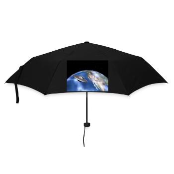 Flying Saucer and Planet Earth - Umbrella (small) - black - Front