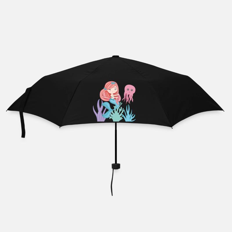 Die kleine Sirene mit ihrem Oktopusfreund - Regenschirm (klein) - Schwarz
