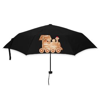 Gingerbread man as train driver in the gingerbread train - Umbrella (small) - black - Front