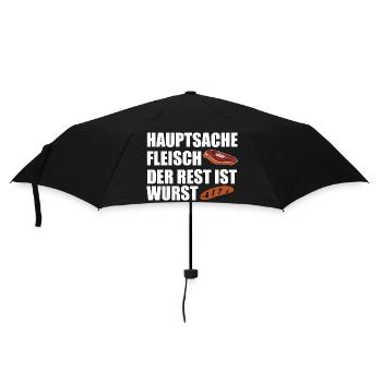 Hauptsache Fleisch der Rest ist Wurst - Regenschirm (klein) - Schwarz - Vorne