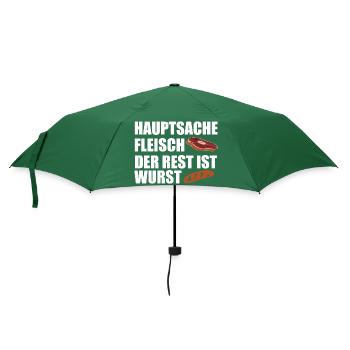 Hauptsache Fleisch der Rest ist Wurst - Regenschirm (klein) - Flaschengrün - Vorne