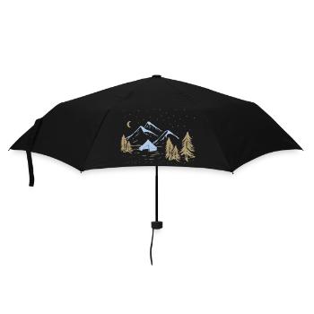 Geschenkidee - Zelten Camper camping Natur - Regenschirm (klein) - Schwarz - Vorne