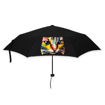 Katzengesicht 7 - Regenschirm (klein) - Schwarz - Vorne