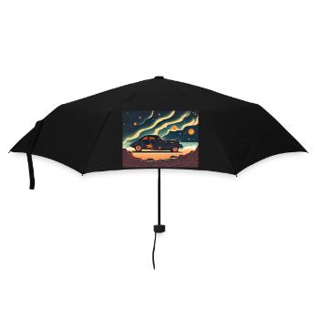 Affiche rétro avec hot rod la nuit - Parapluie standard - noir - Devant