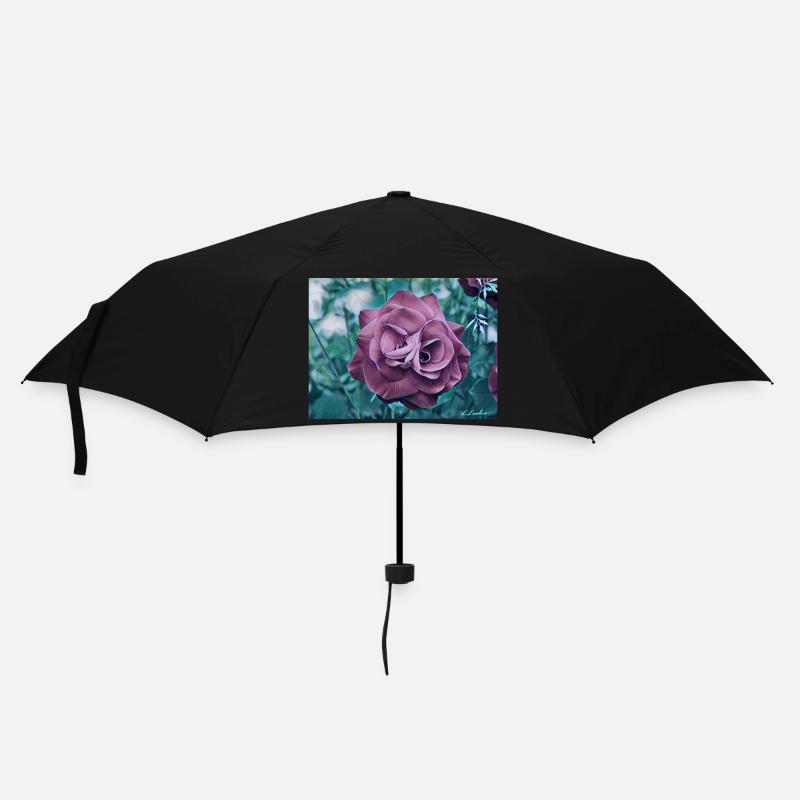 Rose - Regenschirm (klein) - Schwarz