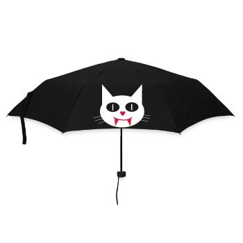 Halloween vampire cat with canines - Umbrella (small) - black - Front