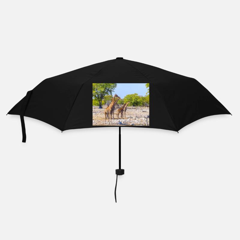 Giraffe und Landschaft im Etosha Nationalpark - Regenschirm (klein) - Schwarz