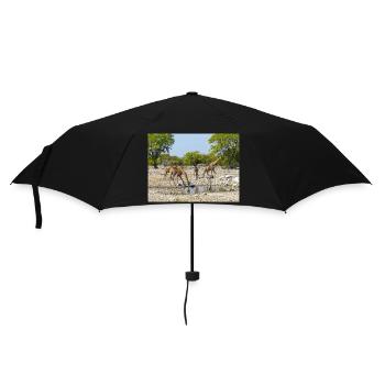 giraffe and Landscape in a Etosha National Park - Umbrella (small) - black - Front