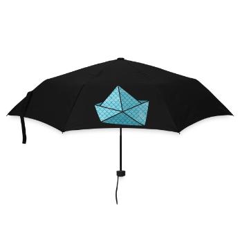 Paper boat fish shed holiday ready ship boat - Umbrella (small) - black - Front