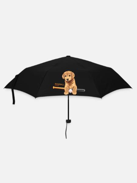 Funny golden retriever puppy baseball lover - Umbrella (small) - black