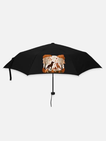 Zwei Wölfe (Herbstkollektion #5) - Regenschirm (klein) - Schwarz