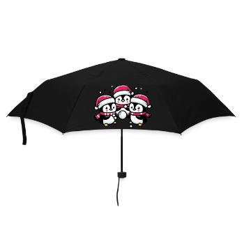 Adorable pingouin père Noël chapeau bataille de boules de neige d’hiver - Parapluie standard - noir - Devant