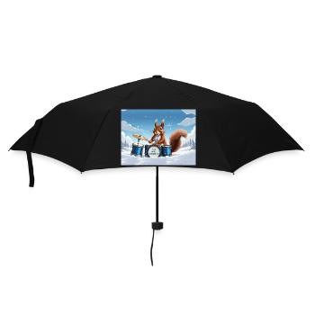 Eichhörnchen spielt Schlagzeug - Regenschirm (klein) - Schwarz - Vorne