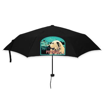 Pyrenäen-Schäferhund-Aufnäher: Berggefährte - Regenschirm (klein) - Schwarz - Vorne