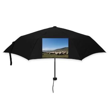 Schafe, Schafherde, Berge, Wiesen - Regenschirm (klein) - Schwarz - Vorne