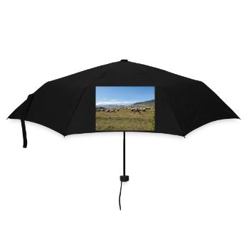 Sheep, donkeys, mountains, meadows - Umbrella (small) - black - Front
